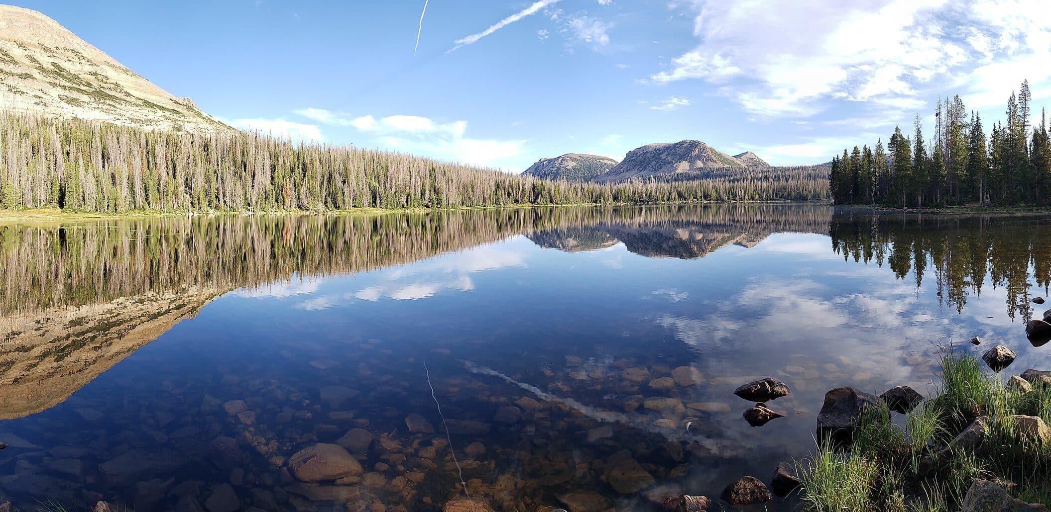 Mirror Lake and the peaks of the High Uintas at sunrise